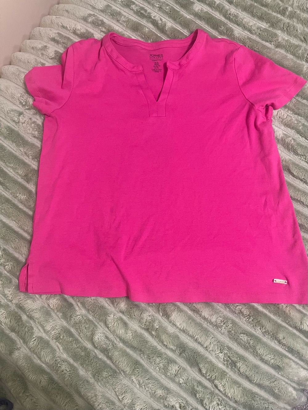 Jones New York Bright Pink Short Sleeve Polo Top